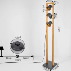 Lampes Dorées-hofstein Lampadaire Gressot Brun, Gris, 3 lumières