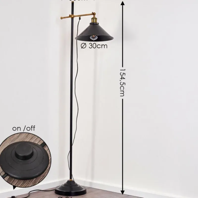 Lampes Dorées-hofstein Lampadaire Gudem Noir doré, 1 lumière