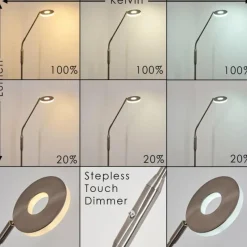 hofstein Lampadaire Gulkana LED Nickel mat, 1 lumière, Changeur de couleurs