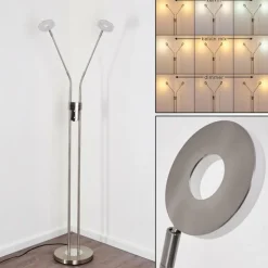 hofstein Lampadaire Gulkana LED Nickel mat, 2 lumières