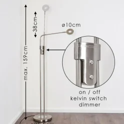 hofstein Lampadaire Gulkana LED Nickel mat, 2 lumières
