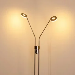 hofstein Lampadaire Gulkana LED Nickel mat, 2 lumières