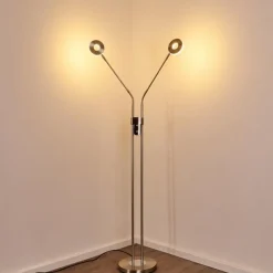 hofstein Lampadaire Gulkana LED Nickel mat, 2 lumières