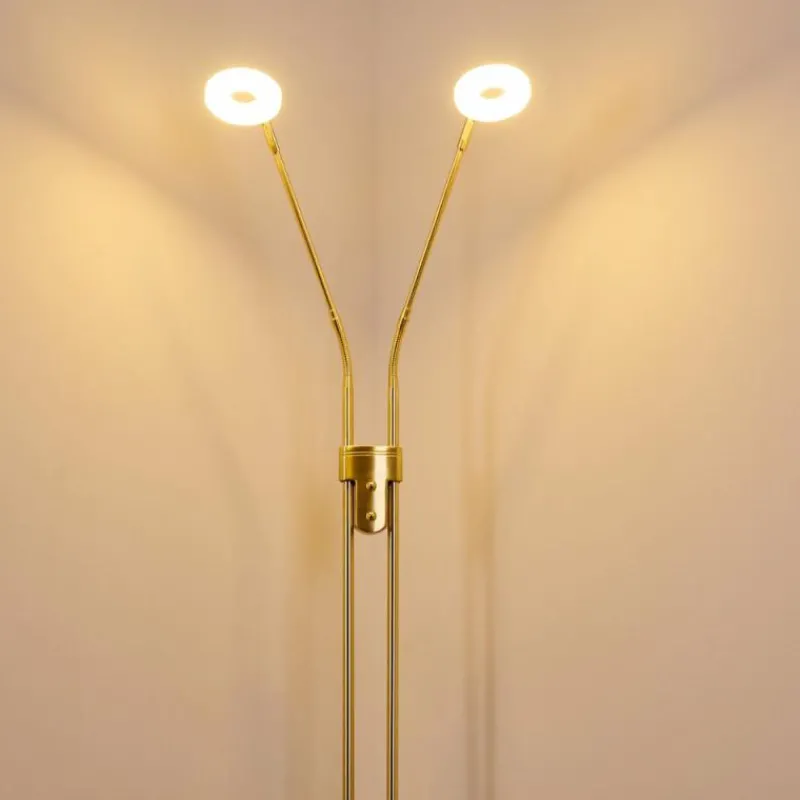 Lampes Dorées-hofstein Lampadaire Gulkana LED Or, 2 lumières
