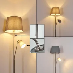 Lampes En Tissu-hofstein Lampadaire Gunstock Nickel mat, 2 lumières