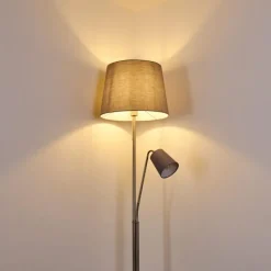 Lampes En Tissu-hofstein Lampadaire Gunstock Nickel mat, 2 lumières