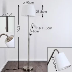 Lampes En Tissu-hofstein Lampadaire Gunstock Nickel brillant, 2 lumières