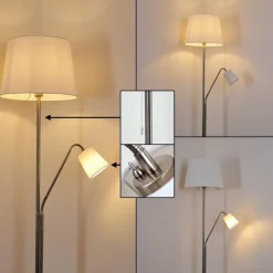 Lampes En Tissu-hofstein Lampadaire Gunstock Nickel brillant, 2 lumières