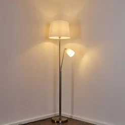 Lampes En Tissu-hofstein Lampadaire Gunstock Nickel brillant, 2 lumières