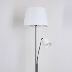 Lampes En Tissu-hofstein Lampadaire Gunstock Nickel brillant, 2 lumières