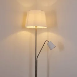 Lampes En Tissu-hofstein Lampadaire Gunstock Nickel brillant, 2 lumières