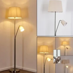Lampes En Tissu-hofstein Lampadaire Gunstock Nickel brillant, 2 lumières