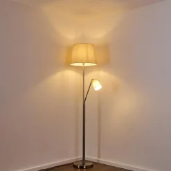 Lampes En Tissu-hofstein Lampadaire Gunstock Nickel brillant, 2 lumières