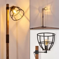 Lampes Vintages & Rétros-hofstein Lampadaire Haervej Bois foncé, Noir, 1 lumière
