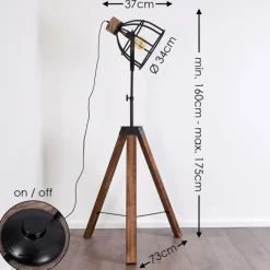 Lampes Industrielles-hofstein Lampadaire Haervej Bois foncé, Noir, 1 lumière