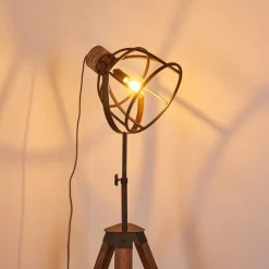Lampes Industrielles-hofstein Lampadaire Haervej Bois foncé, Noir, 1 lumière