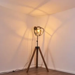 Lampes Industrielles-hofstein Lampadaire Haervej Bois foncé, Noir, 1 lumière