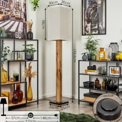 Lampes En Tissu-hofstein Lampadaire Ham Écru, Noir, 1 lumière