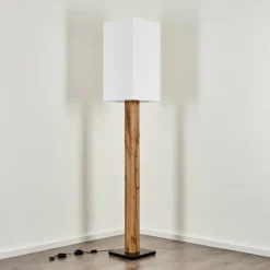 Lampes En Tissu-hofstein Lampadaire Ham Écru, Noir, 1 lumière