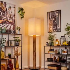 Lampes En Tissu-hofstein Lampadaire Ham Écru, Noir, 1 lumière