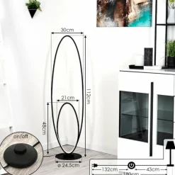 hofstein Lampadaire Harpeth LED Noir, 1 lumière* Lampadaires Et Lampes Sur Pied