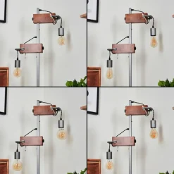 Style Boho-Chic-hofstein Lampadaire Hautahi Gris, Bois foncé, 2 lumières