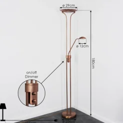 Luminaires Rustiques-hofstein Lampadaire Heuru LED Bronze, 2 lumières