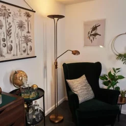 Luminaires Rustiques-hofstein Lampadaire Heuru LED Bronze, 2 lumières