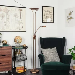 Luminaires Rustiques-hofstein Lampadaire Heuru LED Bronze, 2 lumières