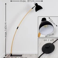 Luminaires Scandinaves-hofstein Lampadaire Higashi Bois clair, Noir, 1 lumière