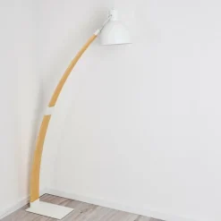 Luminaires Scandinaves-hofstein Lampadaire Higashi Bois clair, Blanc, 1 lumière