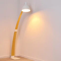 Luminaires Scandinaves-hofstein Lampadaire Higashi Bois clair, Blanc, 1 lumière