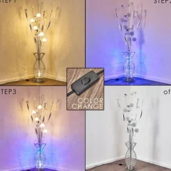 hofstein Lampadaire Holar LED Chrome, 6 lumières, Changeur de couleurs