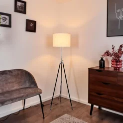 Lampes En Tissu-hofstein Lampadaire Honoa Chrome, Noir, 1 lumière