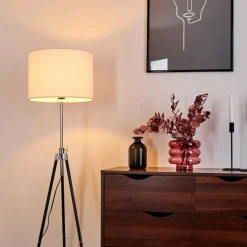 Lampes En Tissu-hofstein Lampadaire Honoa Chrome, Noir, 1 lumière