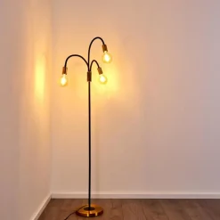 Lampes Dorées-hofstein Lampadaire Hovslund Noir doré, 3 lumières