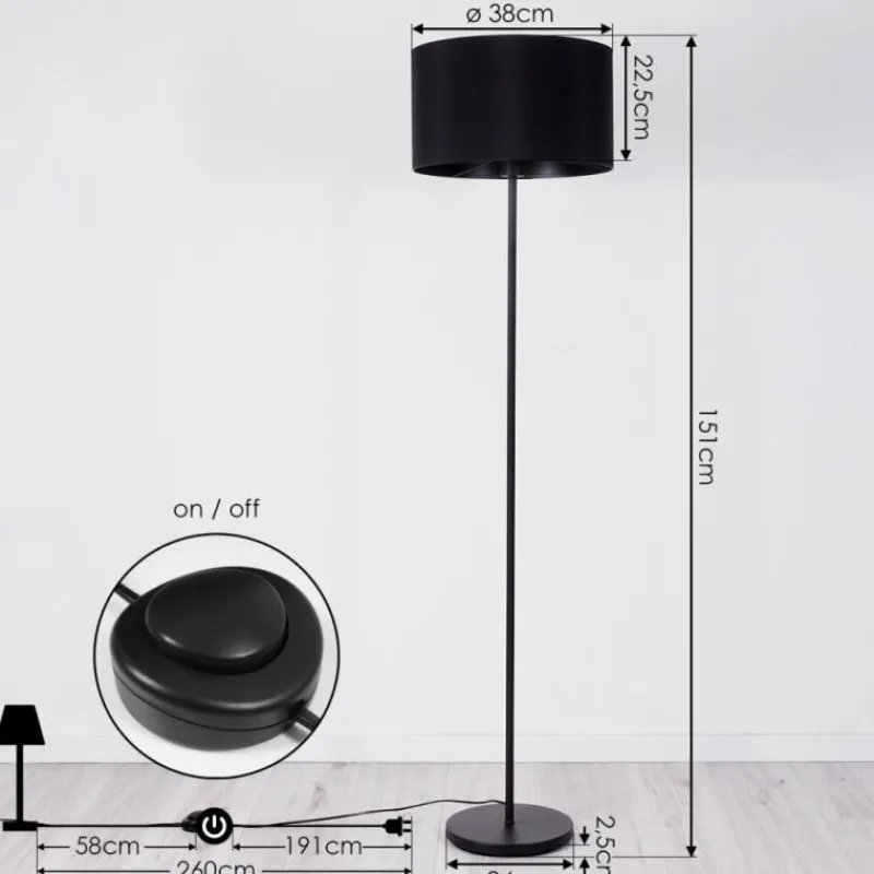 Lampes En Tissu-hofstein Lampadaire Huarate Noir, 1 lumière