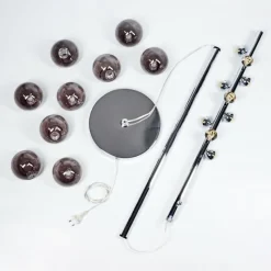 Suspension Verre Fumé-hofstein Lampadaire Hyco Chrome, 9 lumières