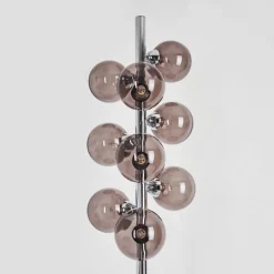 Suspension Verre Fumé-hofstein Lampadaire Hyco Chrome, 9 lumières