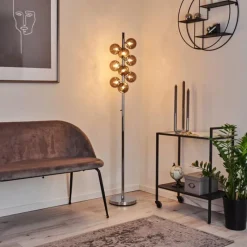 Suspension Verre Fumé-hofstein Lampadaire Hyco Chrome, 9 lumières