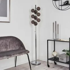 Suspension Verre Fumé-hofstein Lampadaire Hyco Chrome, 9 lumières