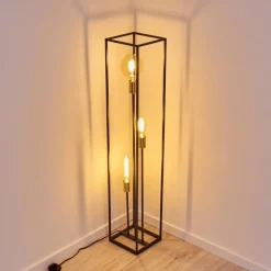 Lampes Dorées-hofstein Lampadaire Ibusuki Or, Laiton, Noir, 3 lumières