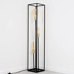 Lampes Dorées-hofstein Lampadaire Ibusuki Or, Laiton, Noir, 3 lumières