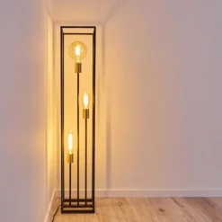 Lampes Dorées-hofstein Lampadaire Ibusuki Or, Laiton, Noir, 3 lumières