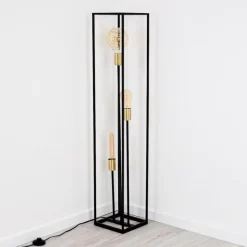 Lampes Dorées-hofstein Lampadaire Ibusuki Or, Laiton, Noir, 3 lumières