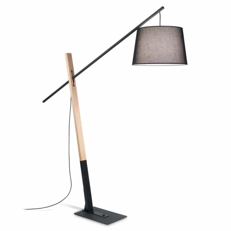Lampes En Tissu-Luminaires Ideallux Lampadaire Ideallux EMINENT Bois foncé, Noir, 1 lumière
