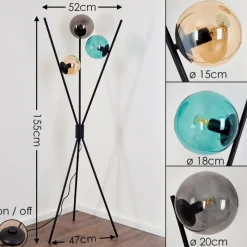 hofstein Lampadaire Iroquois Multicolore, Noir, 3 lumières