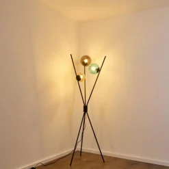 hofstein Lampadaire Iroquois Multicolore, Noir, 3 lumières