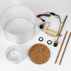 Lampes En Tissu-hofstein Lampadaire Jagualito Écru, Rouille, 2 lumières