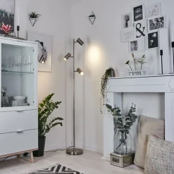 Luminaires Scandinaves-hofstein Lampadaire Javel Chrome, Nickel mat, 3 lumières